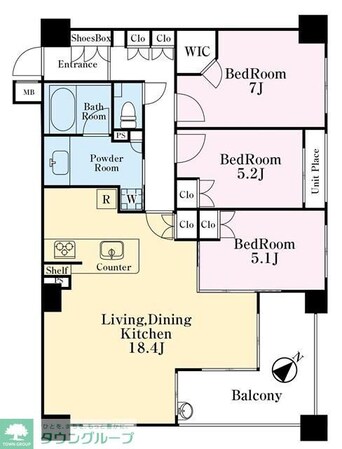 グランアジール都筑ふれあいの丘の物件間取画像